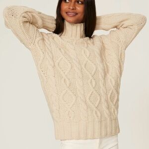 Vanessa Bruno Cable Knit Cream Turtleneck Sweater